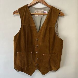 Vintage Schott Suede Leather Brown Rancher Vest Western